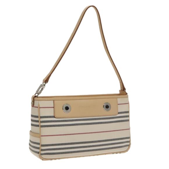 Burberry Nova Check Shoulder Bag Canvas Leather Beige White - Picture 1 of 16